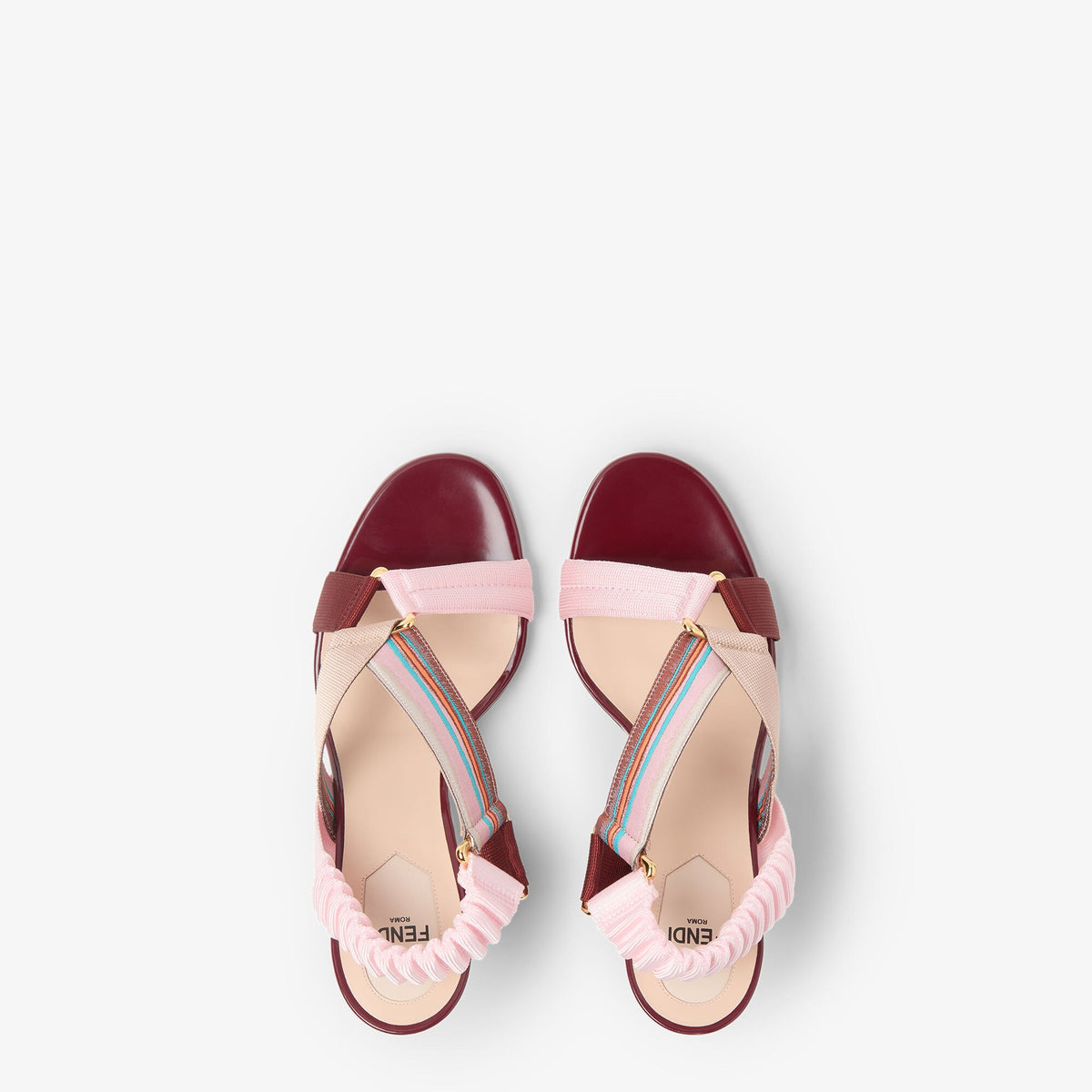 Fendi Colibrì Iconic Sandals, Pink & Burgundy Elastic