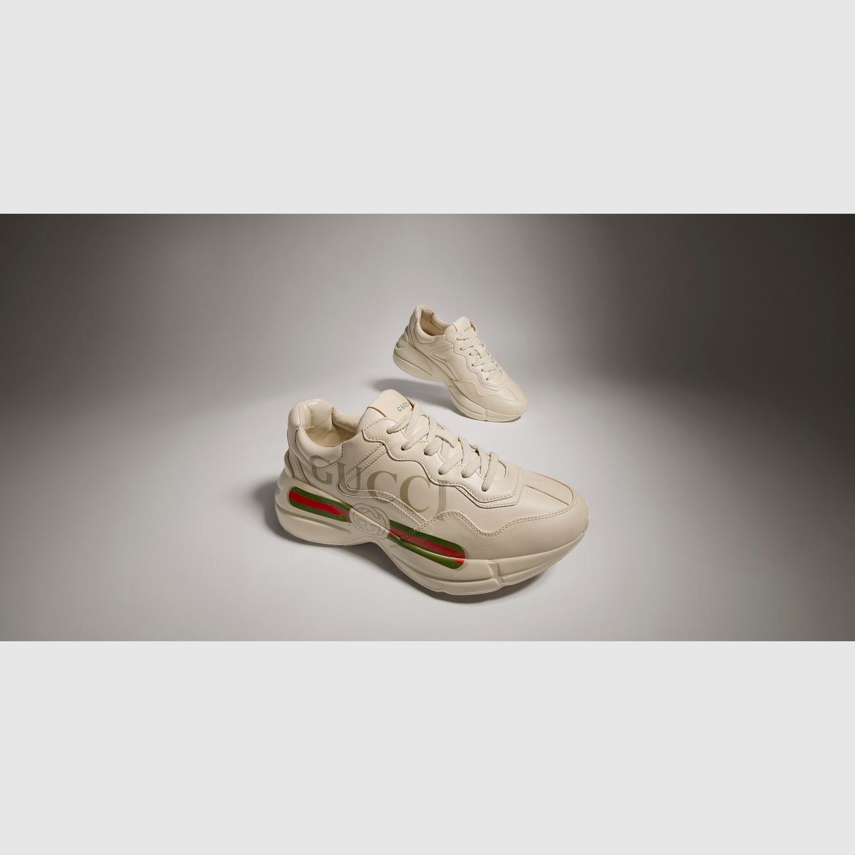 Gucci Rhyton Logo Sneakers, Ivory Leather