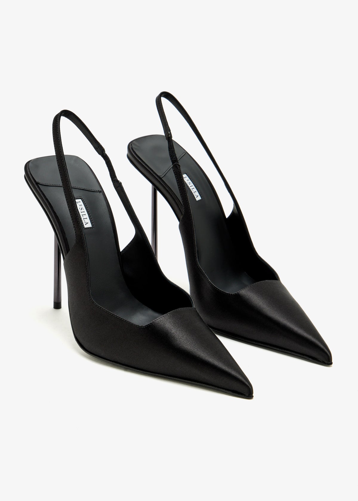 Le Silla Evening Pumps, Black Silk Satin