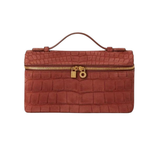 Loro Piana Pocket L19 bag in Deep Kummel nubuck alligator — detail view | La Parisienne Qatar