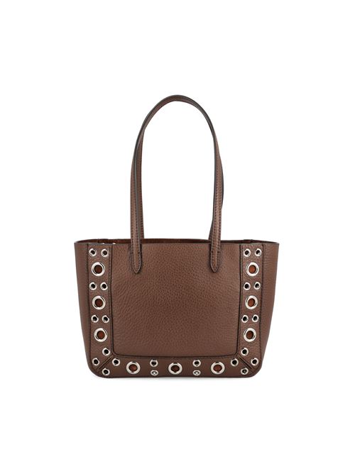 Valentino Garavani Nellcôte mini shopping bag in brown calfskin — rear view | La Parisienne Qatar