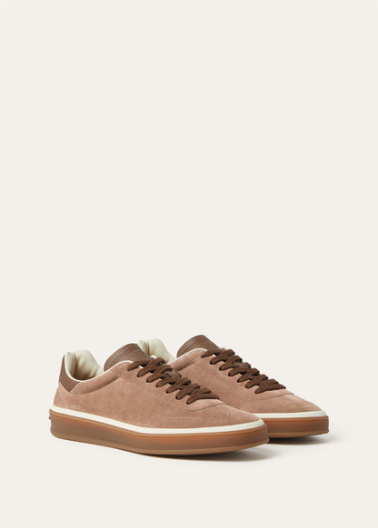حذاء رياضي Tennis Walk من Loro Piana، جلد سويدي مخملي بني