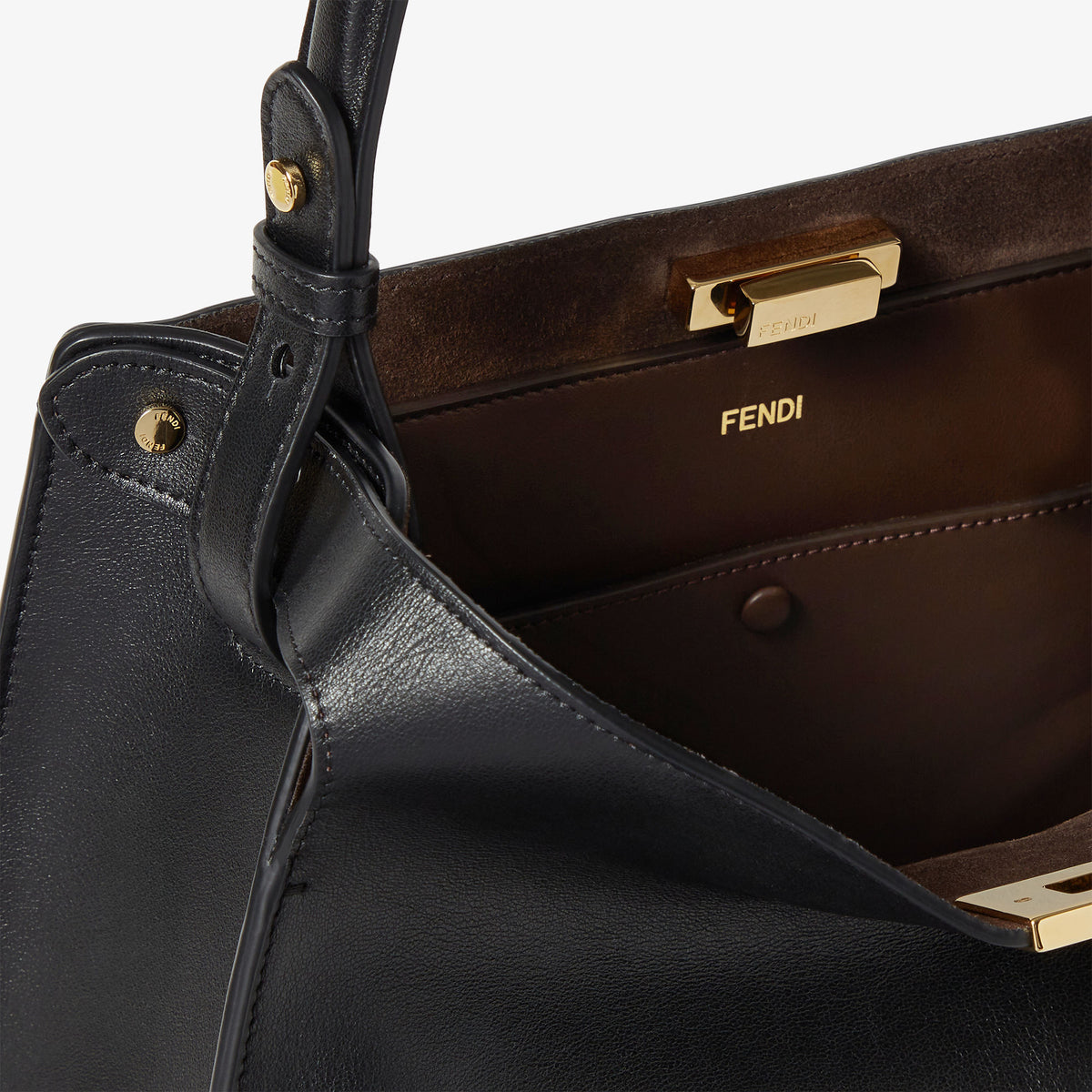 Fendi Way Medium Shoulder Bag, Black Calfskin