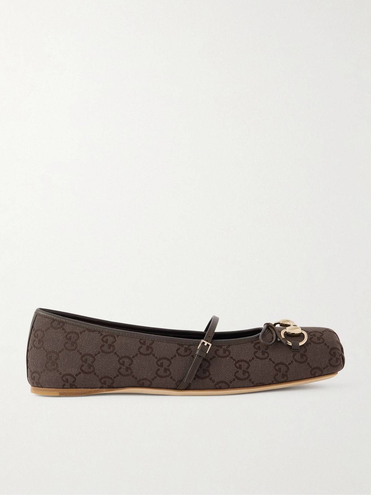 حذاء باليرينا من Gucci، قماش GG بني داكن
