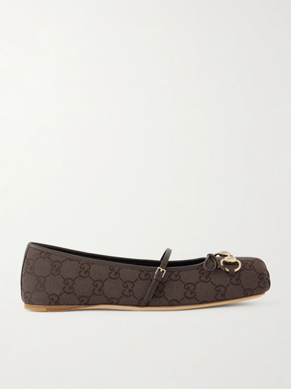 حذاء باليرينا من Gucci، قماش GG بني داكن