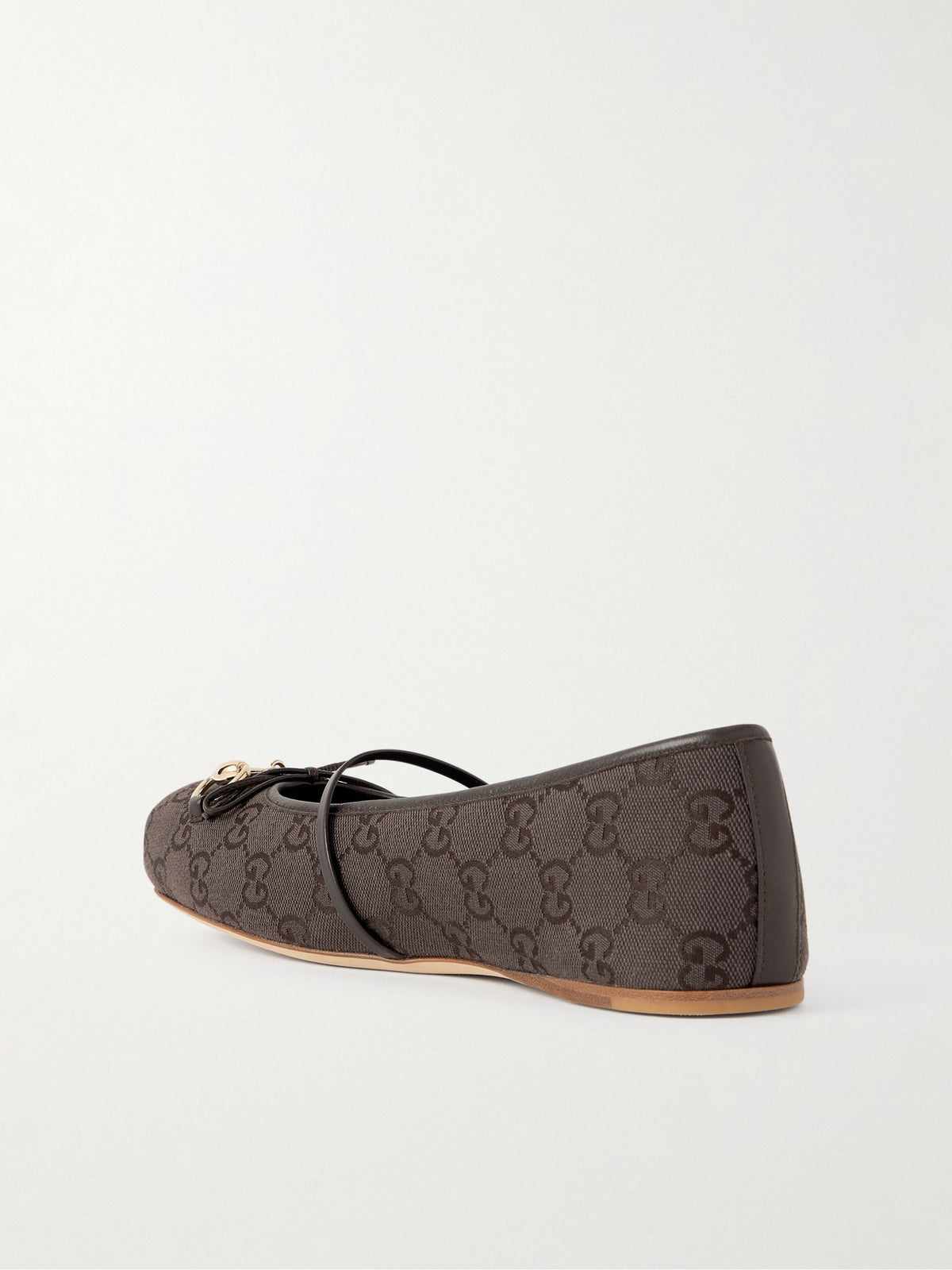 حذاء باليرينا من Gucci، قماش GG بني داكن