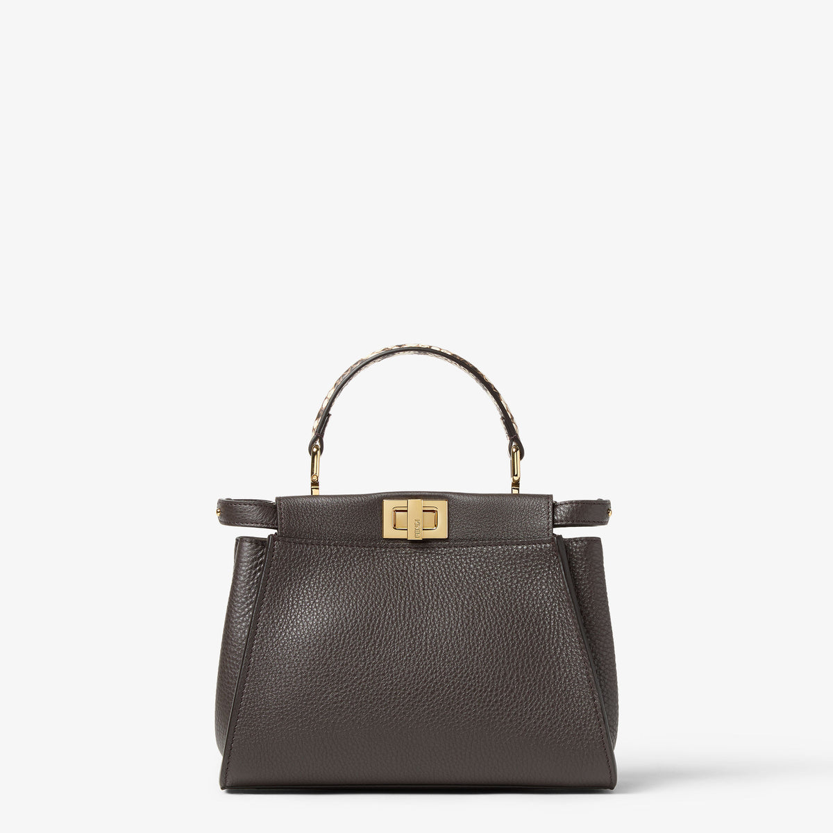 حقيبة Peekaboo صغيرة من Fendi، جلد أسود أبنوسي