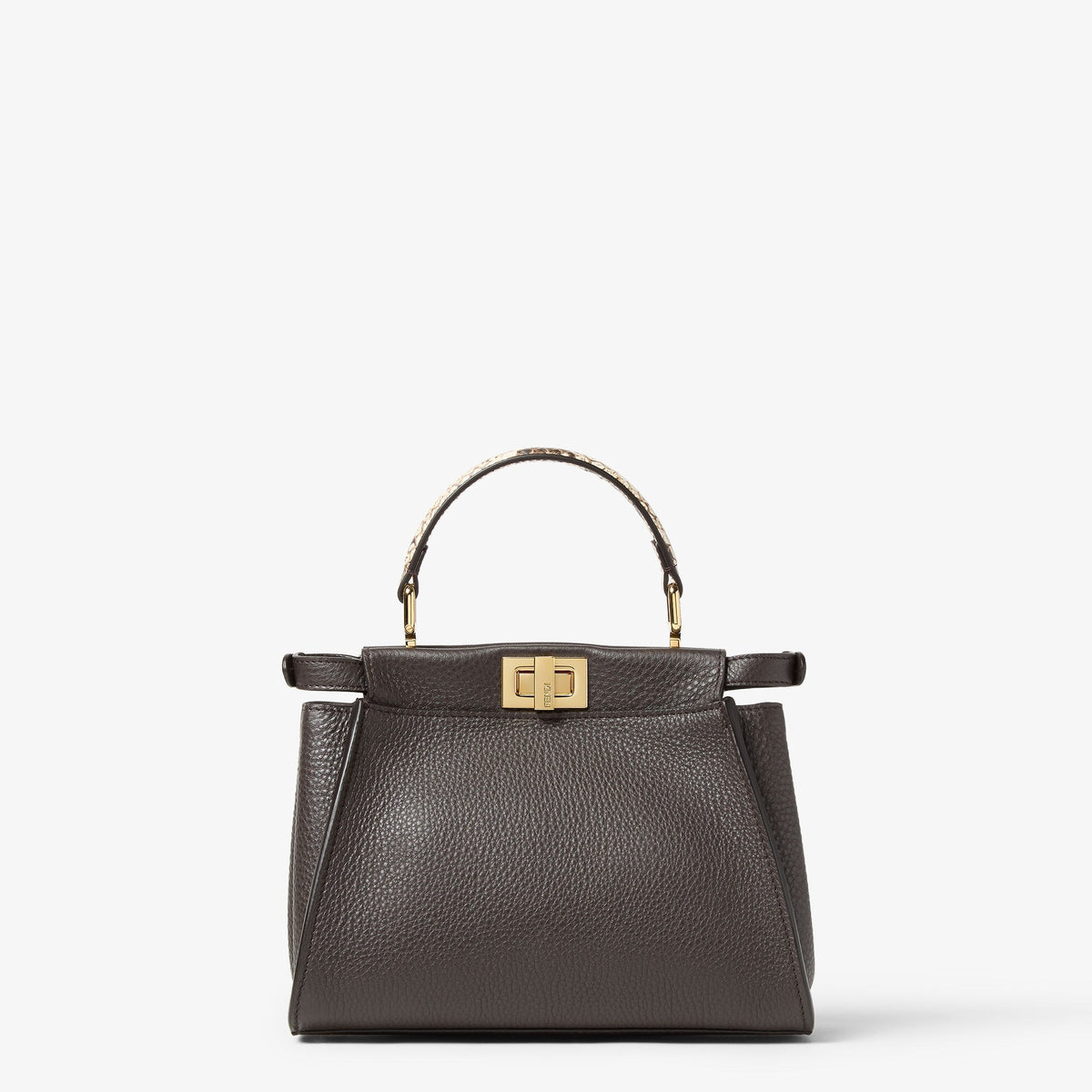 حقيبة Peekaboo صغيرة من Fendi، جلد أسود أبنوسي