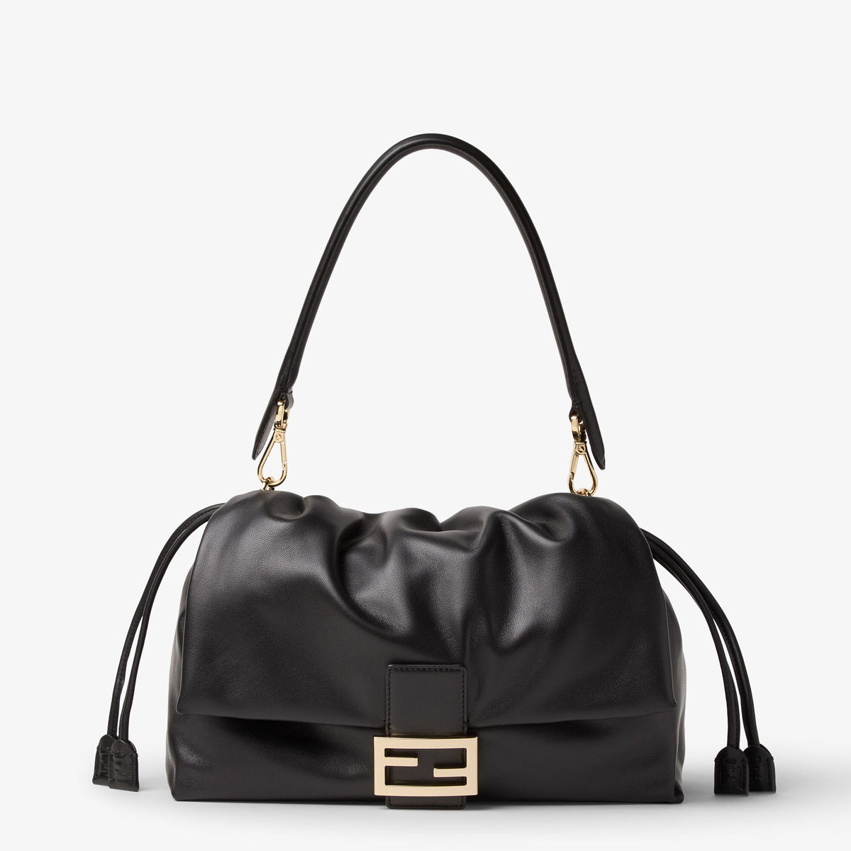 حقيبة كتف Baguette Soft Large من Fendi، جلد أسود