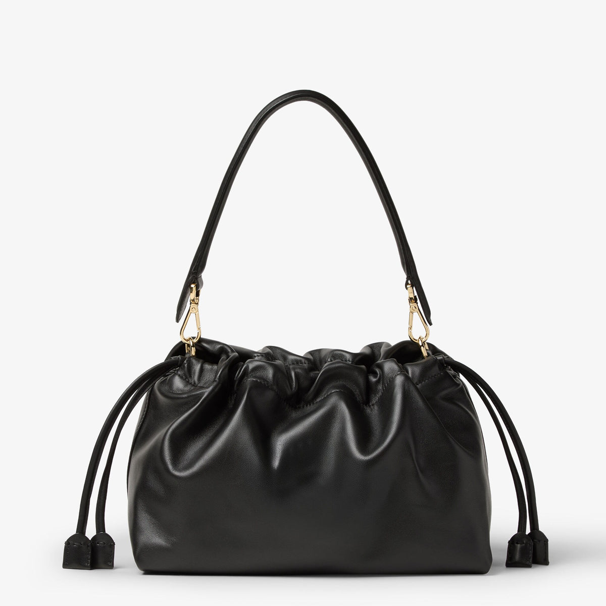 حقيبة كتف Baguette Soft Large من Fendi، جلد أسود