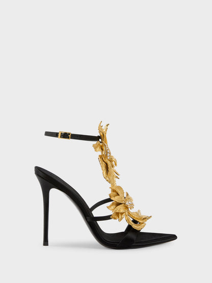 حذاء بكعب من Giuseppe Zanotti، ساتان حريري أسود