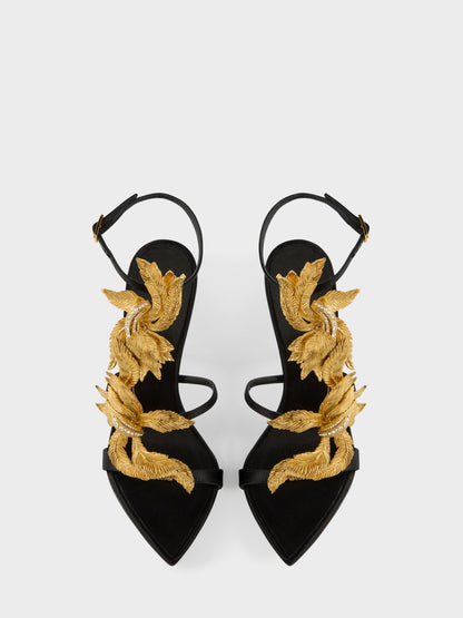 حذاء بكعب من Giuseppe Zanotti، ساتان حريري أسود