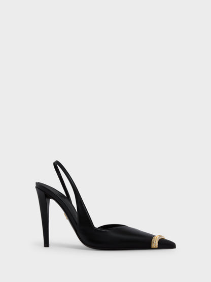 حذاء من Giuseppe Zanotti، ساتان أسود مرصّع بأحجار الراين