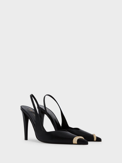 حذاء من Giuseppe Zanotti، ساتان أسود مرصّع بأحجار الراين