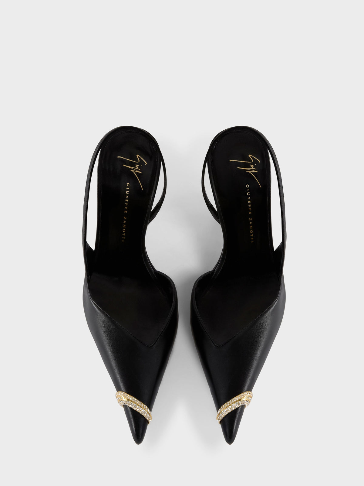 حذاء من Giuseppe Zanotti، ساتان أسود مرصّع بأحجار الراين
