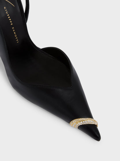 حذاء من Giuseppe Zanotti، ساتان أسود مرصّع بأحجار الراين
