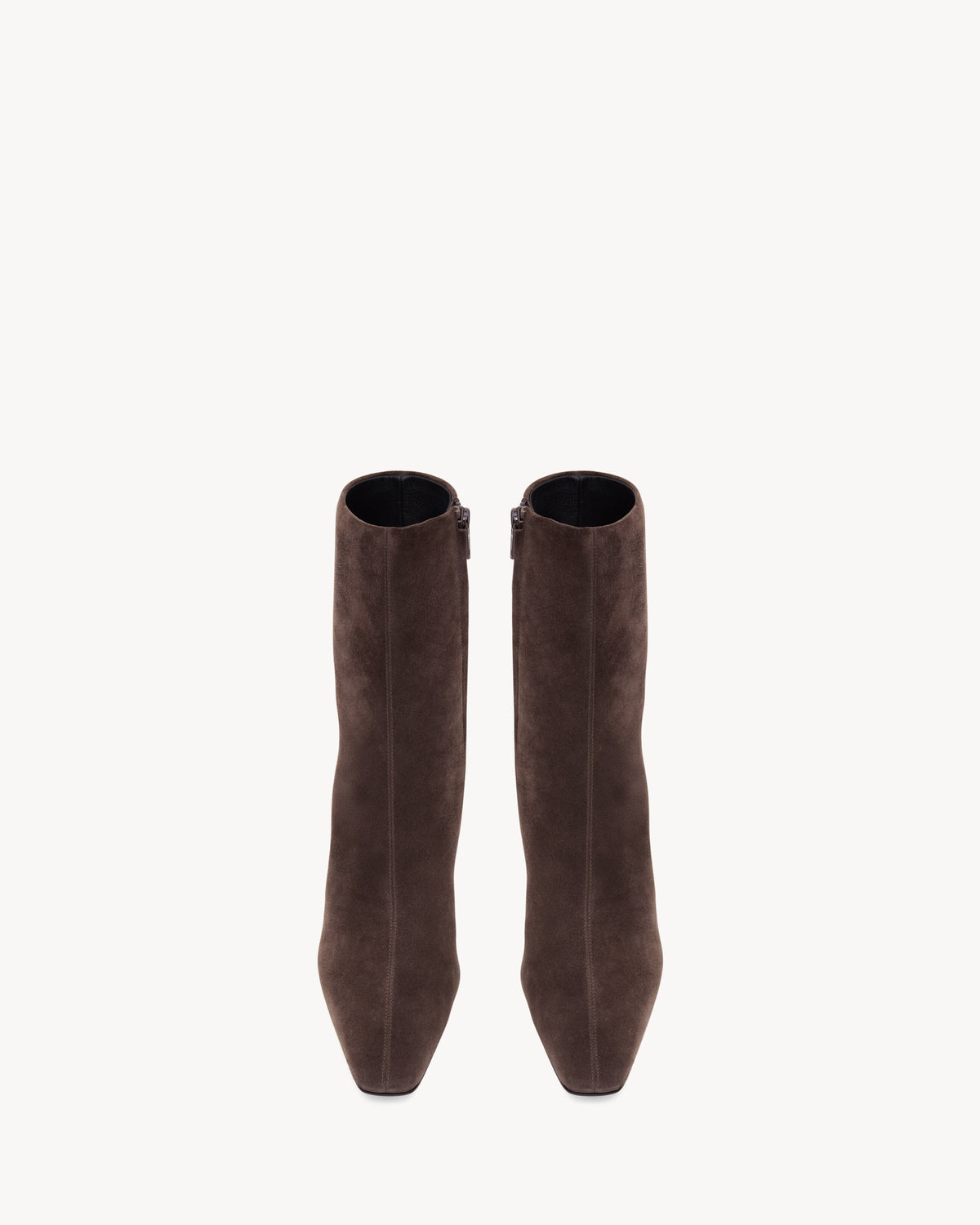 بوت كاحل Jill من Saint Laurent، جلد عجل سويدي بني