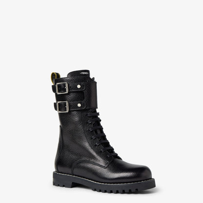 بوت Commando من Fendi، جلد عجل أسود