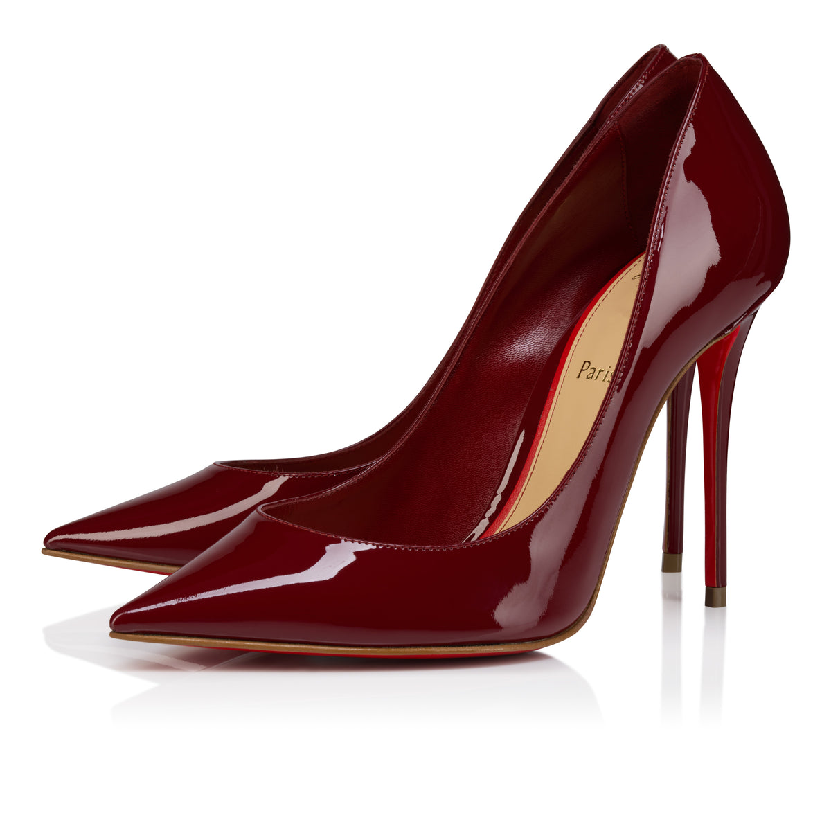 حذاء بكعب Pigalle من Christian Louboutin، جلد لامع أحمر