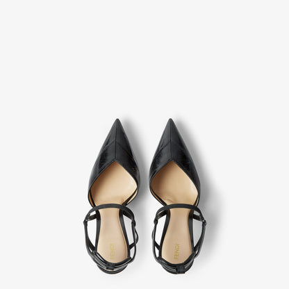 حذاء سلينغباك Very Colibrì من Fendi، جلد هاغفيش أسود