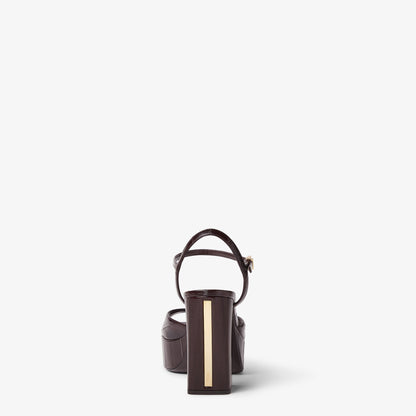 صندل بلاتفورم من Fendi، جلد هاغفيش بني