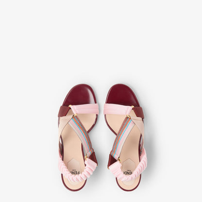Fendi Colibrì Iconic Sandals, Pink & Burgundy Elastic