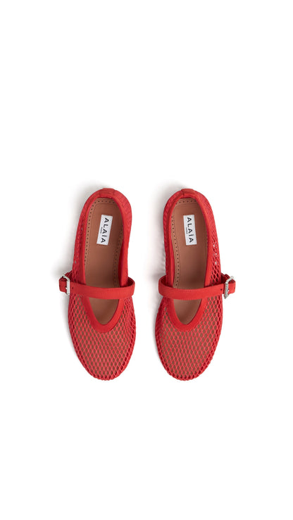 Alaïa Fishnet Ballet Flats, Italian Leather