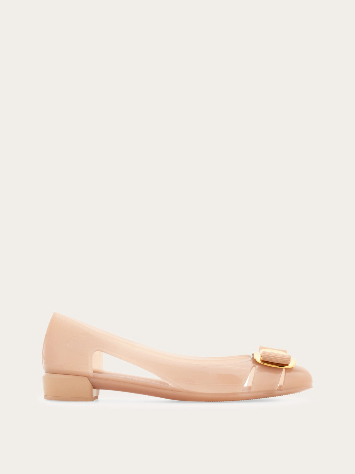 حذاء بكعب Vara مطاطي بفيونكة من Ferragamo، وردي باهت