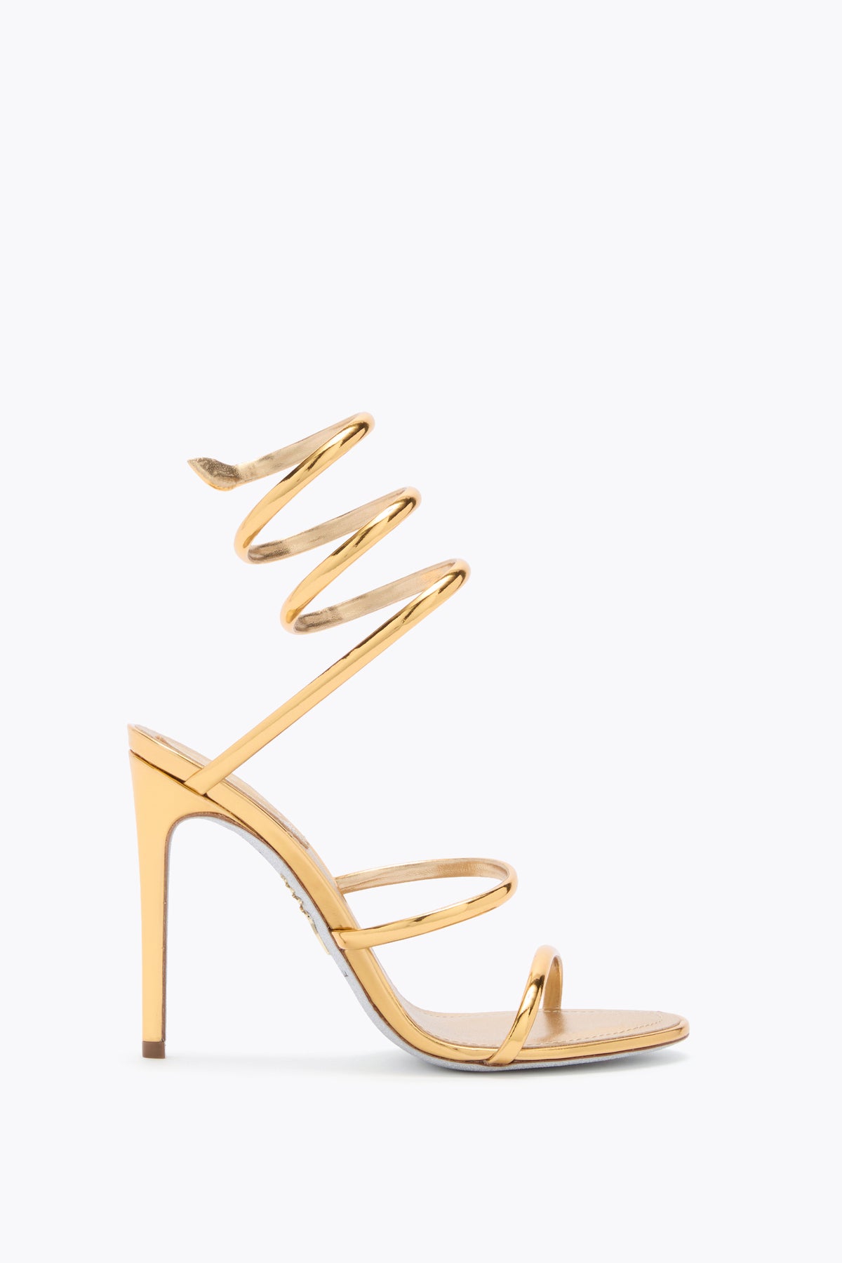 René Caovilla Snake Strap Sandals, Gold Metallic Leather