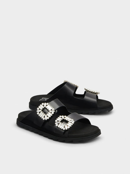 حذاء مسطّح من Roger Vivier، جلد عجل أسود