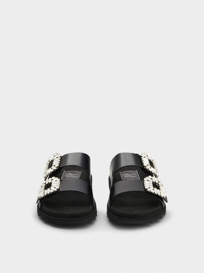 حذاء مسطّح من Roger Vivier، جلد عجل أسود