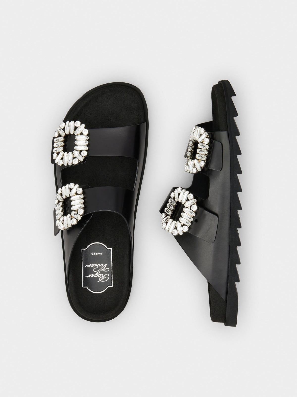 حذاء مسطّح من Roger Vivier، جلد عجل أسود