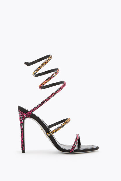 René Caovilla Crystal Spiral Sandals, Multicolour