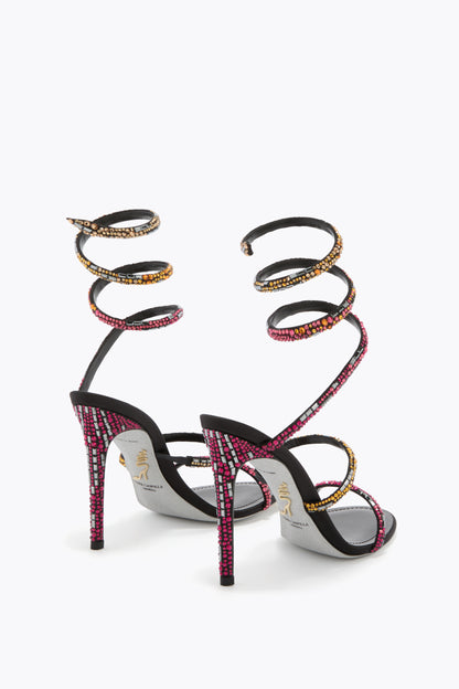 René Caovilla Crystal Spiral Sandals, Multicolour