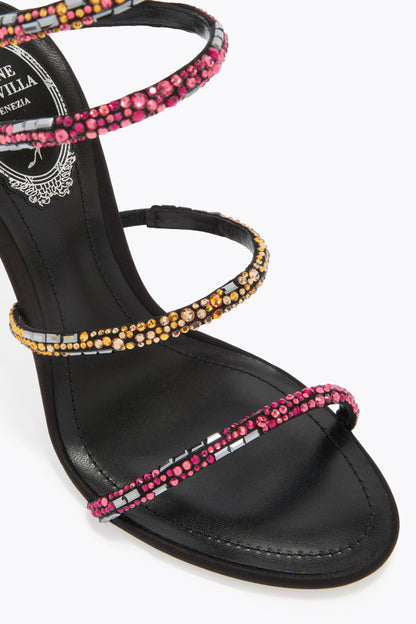 René Caovilla Crystal Spiral Sandals, Multicolour