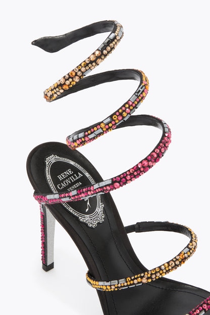 René Caovilla Crystal Spiral Sandals, Multicolour