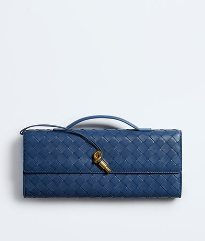Bottega Veneta Knot Clutch, Blue Venezia Lambskin