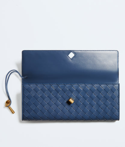 Bottega Veneta Knot Clutch, Blue Venezia Lambskin