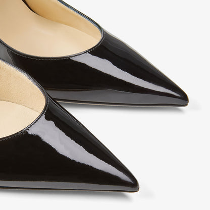 حذاء ميول Bing 100 من Jimmy Choo، جلد لامع أسود بالكريستال