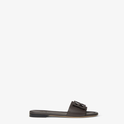 Fendi Baguette Slide Sandal, Brown Leather