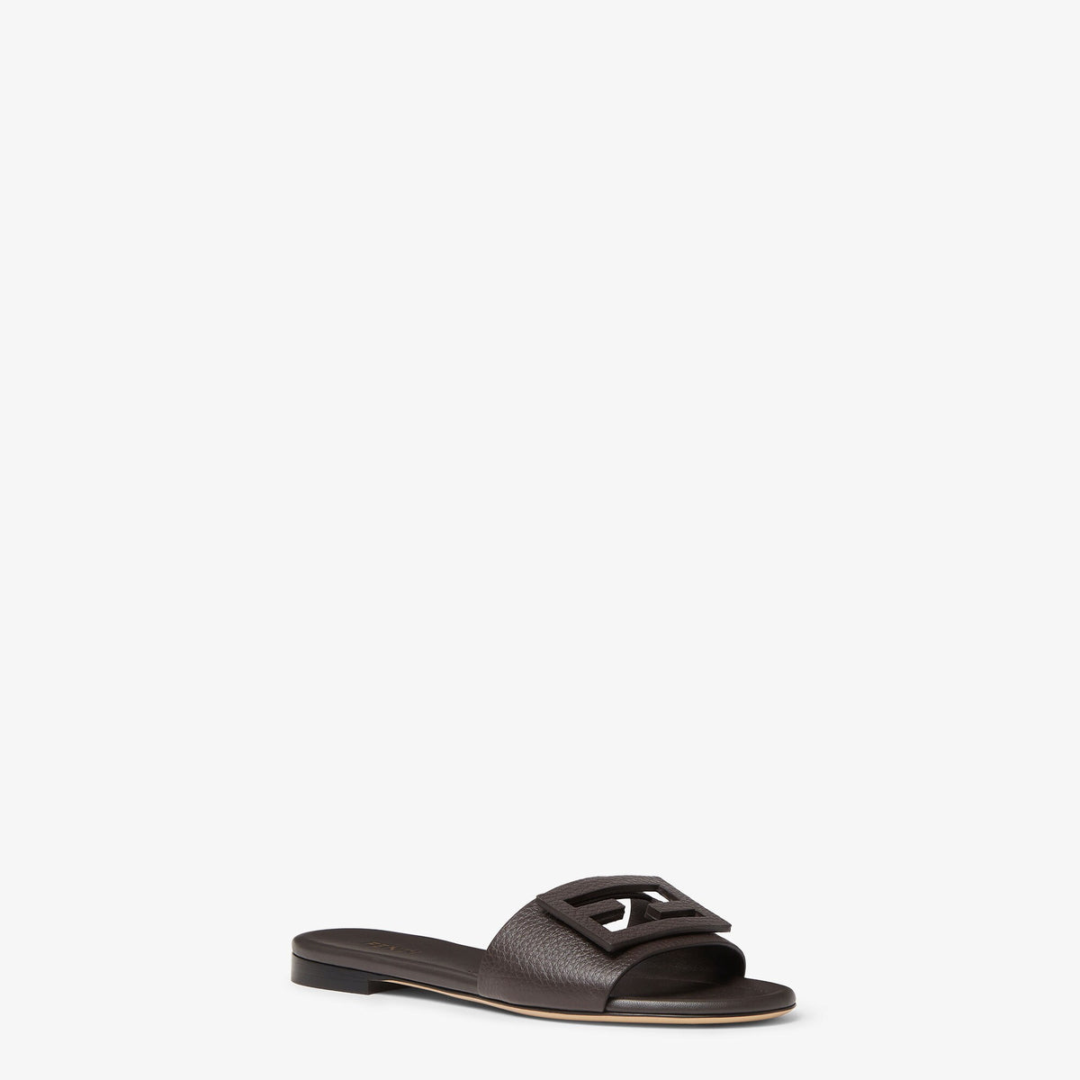 Fendi Baguette Slide Sandal, Brown Leather