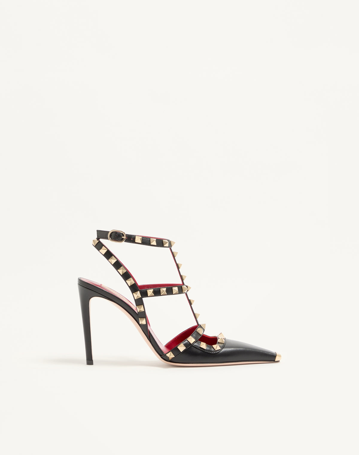 حذاء بكعب Rockstud من Valentino Garavani، جلد جدي أسود