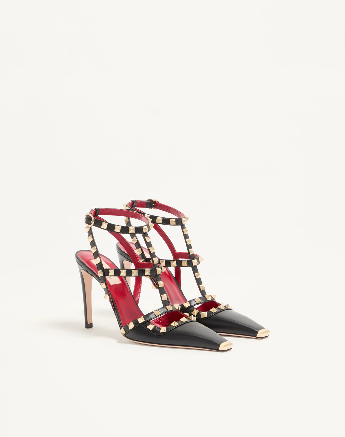 حذاء بكعب Rockstud من Valentino Garavani، جلد جدي أسود
