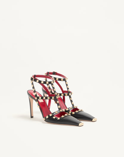 حذاء بكعب Rockstud من Valentino Garavani، جلد جدي أسود
