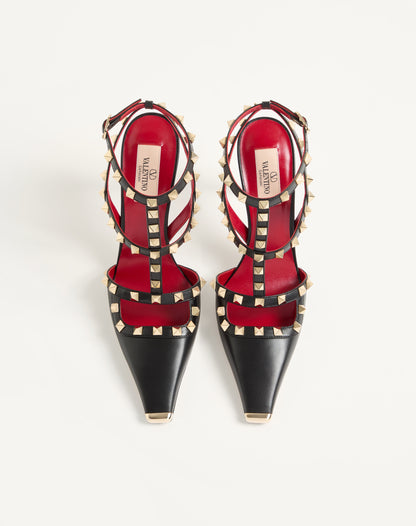 حذاء بكعب Rockstud من Valentino Garavani، جلد جدي أسود