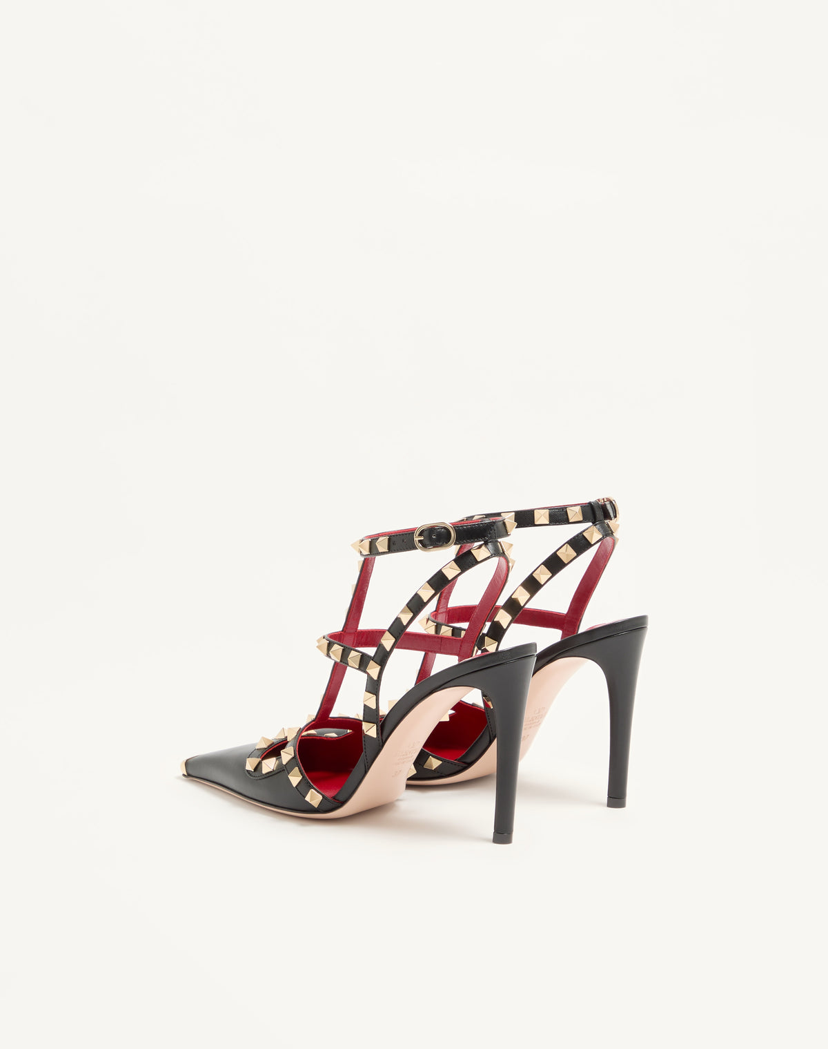 حذاء بكعب Rockstud من Valentino Garavani، جلد جدي أسود
