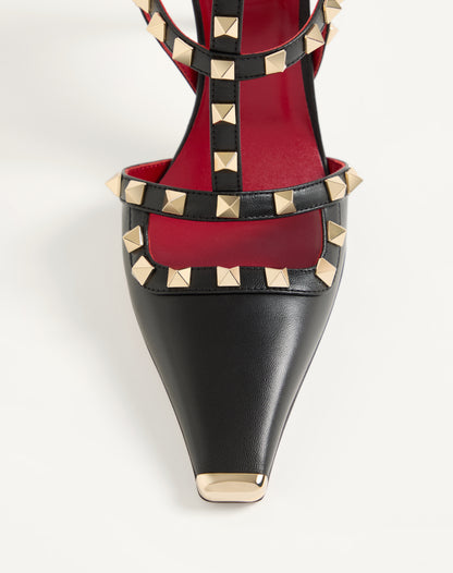 حذاء بكعب Rockstud من Valentino Garavani، جلد جدي أسود