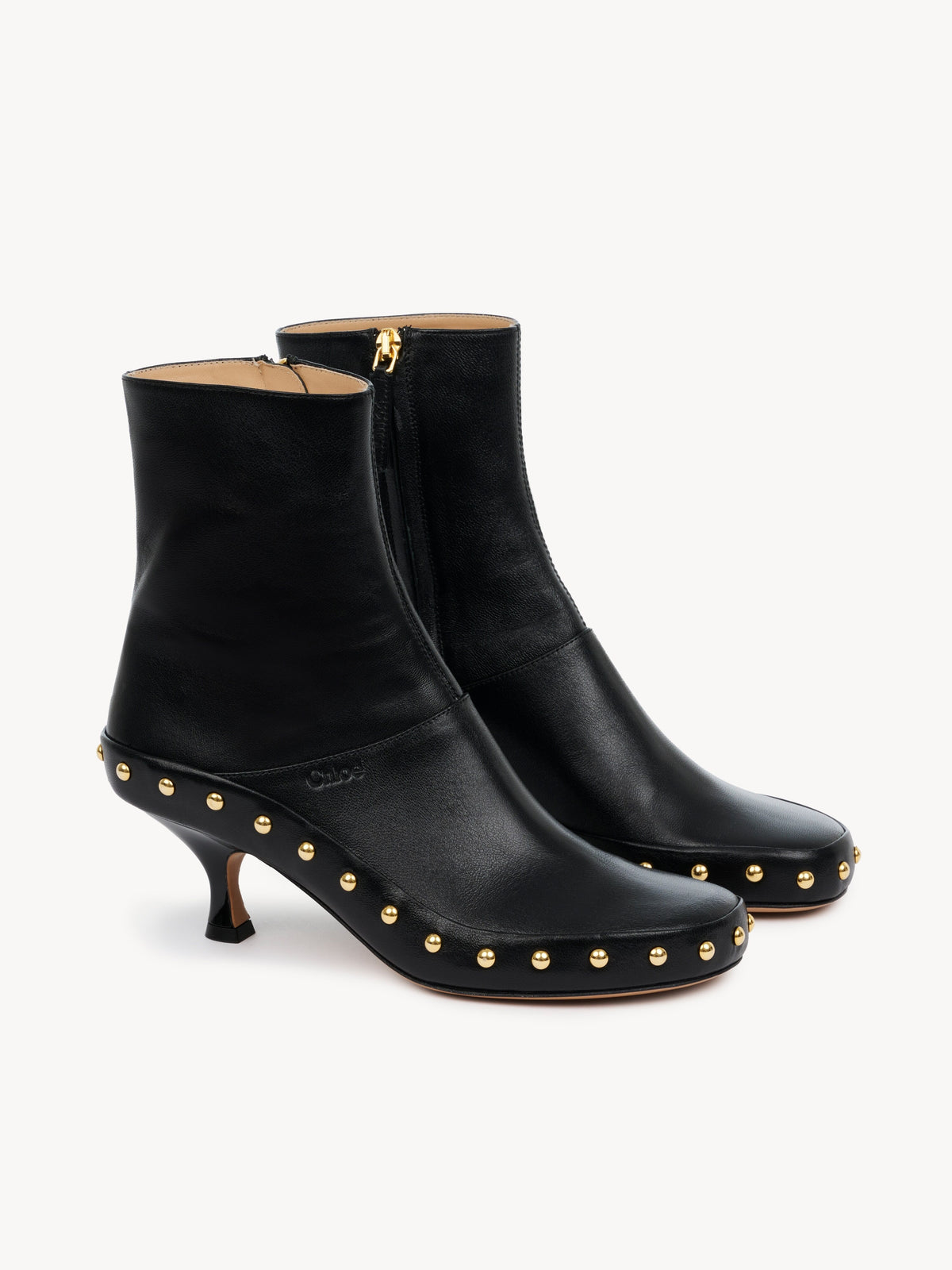 Chloé Studded Ankle Boots, Black Leather