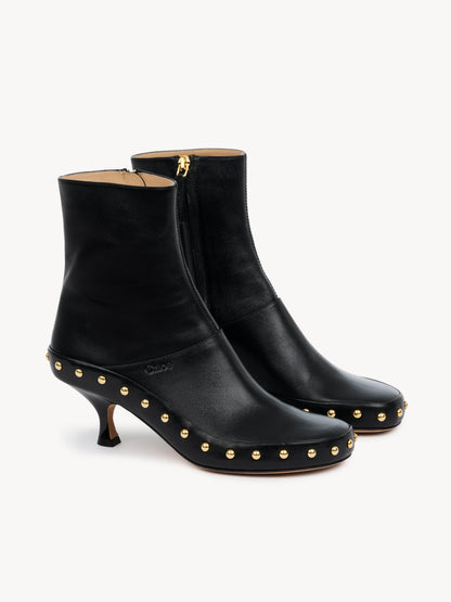 Chloé Studded Ankle Boots, Black Leather