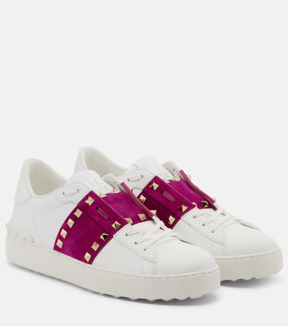 Valentino Garavani Rockstud Untitled Sneakers, White & Pink